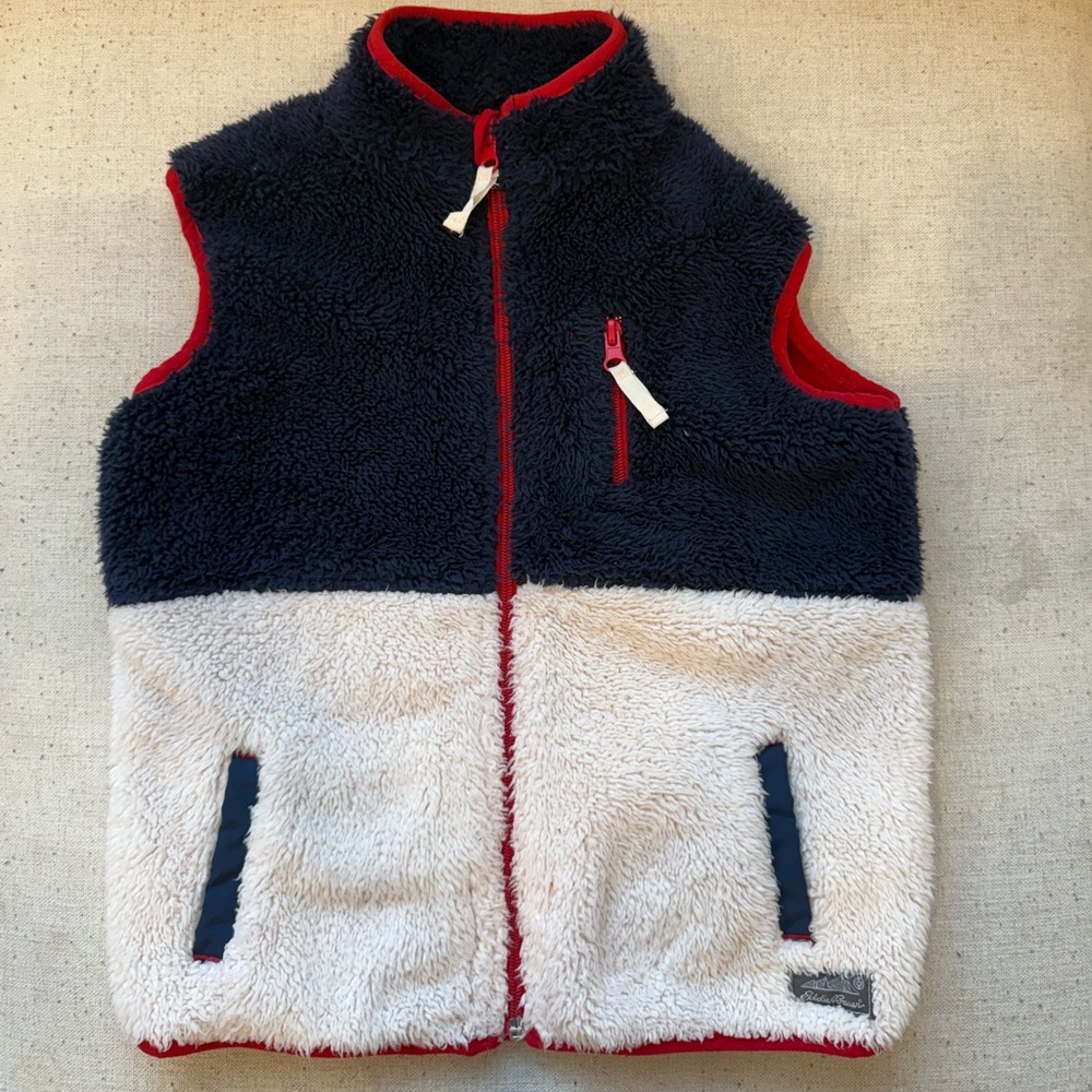 Eddie Bauer Kids Sherpa Vest - Navy, White, and Red